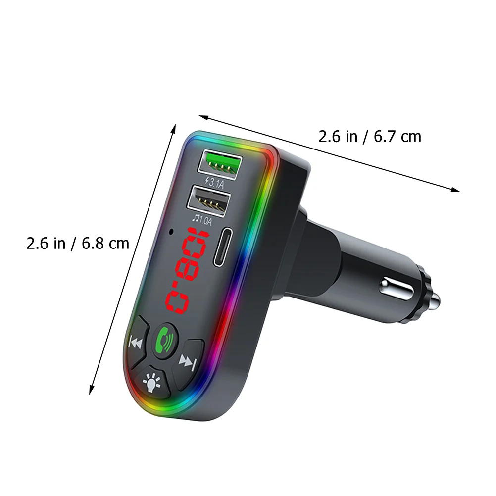 

ABS Car MP3 Player Wireless 5.0 FM Transmitter Stereo Sound Dual USB Charging Adapter for Phone Tablet