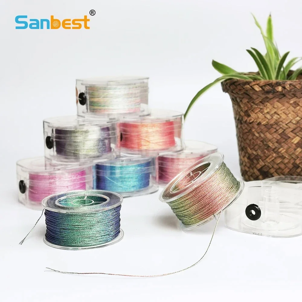 

Sanbest 6 Strands Metallic Thread Boxed Handmade DIY Bracelet String Tatting 100m Knitting Macrame Threads Gold Weaving Yarn