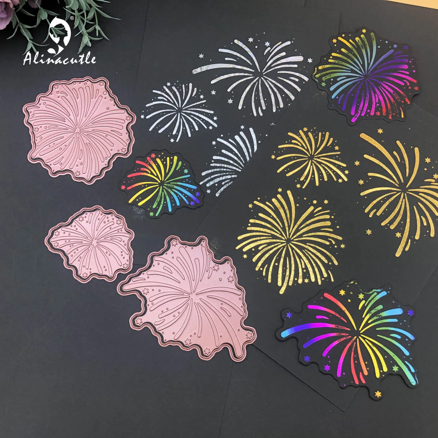 Alinacutle Big Foil Stamping Dies Cut 3pc Fireworks Paper Craft Card Template Scrapbook Handmade Craft Art Cut Dies
