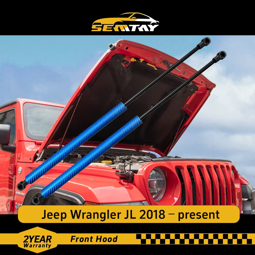 

Стойки капота SEMTAY для Jeep Wrangler JL 2018-настоящее время, поддержка подъема капота, пружинный демпфер, аксессуары для автомобиля, демпфер, автозапчасти
