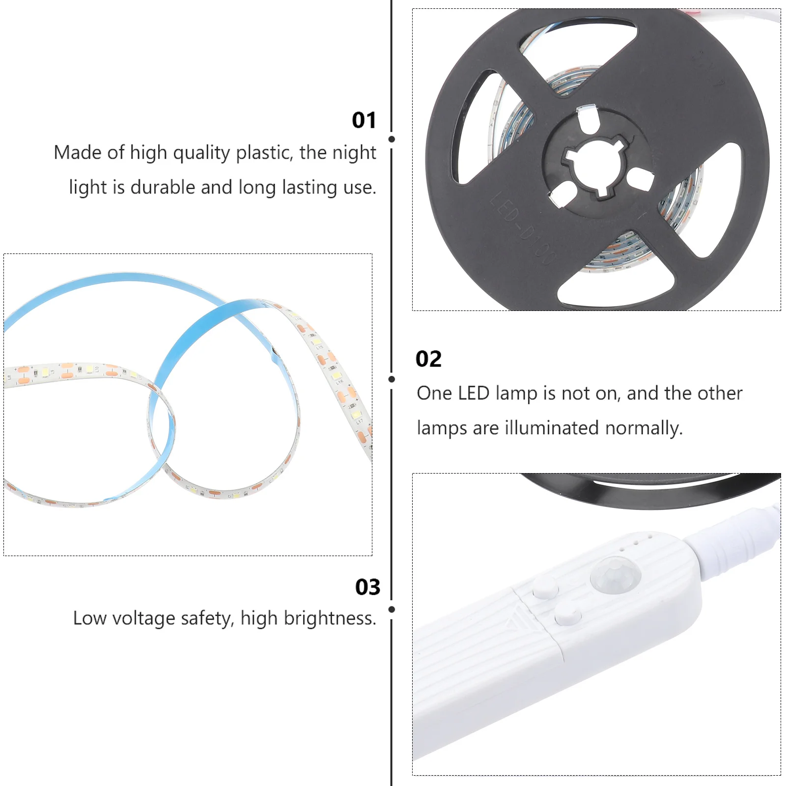 

1Pcs Sensor Lamp Strip 1m Plastic Motion LED Night Light Bar Bendable Closet Wardrobe Cabinet Drawer Light Cordless -Free