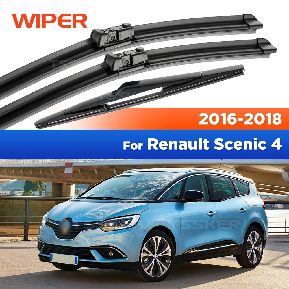

Front & Rear Wiper For Renault Scenic 4 2016-2018 2017 Wiper Blades Windshield Windscreen Window Brushes 30"+26"+9"
