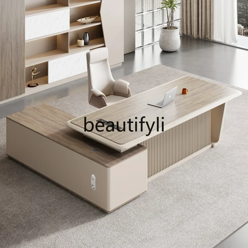 Boss office desk and chair combination modern fashion light luxury paint big desk