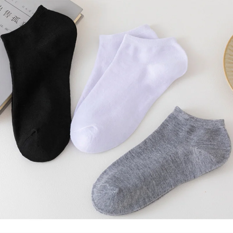 3/5/8 Pairs Women/Men Boat Socks Invisible Low Cut Silicone Non-slip Summer No-show Ankle Socks Solid Color Casual Breathable