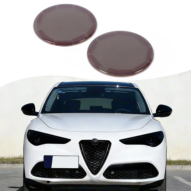 

For Alfa Romeo Stelvio 2017+ front and rear car logo black cover Car front and rear logo cover accessories ABS transparent gray