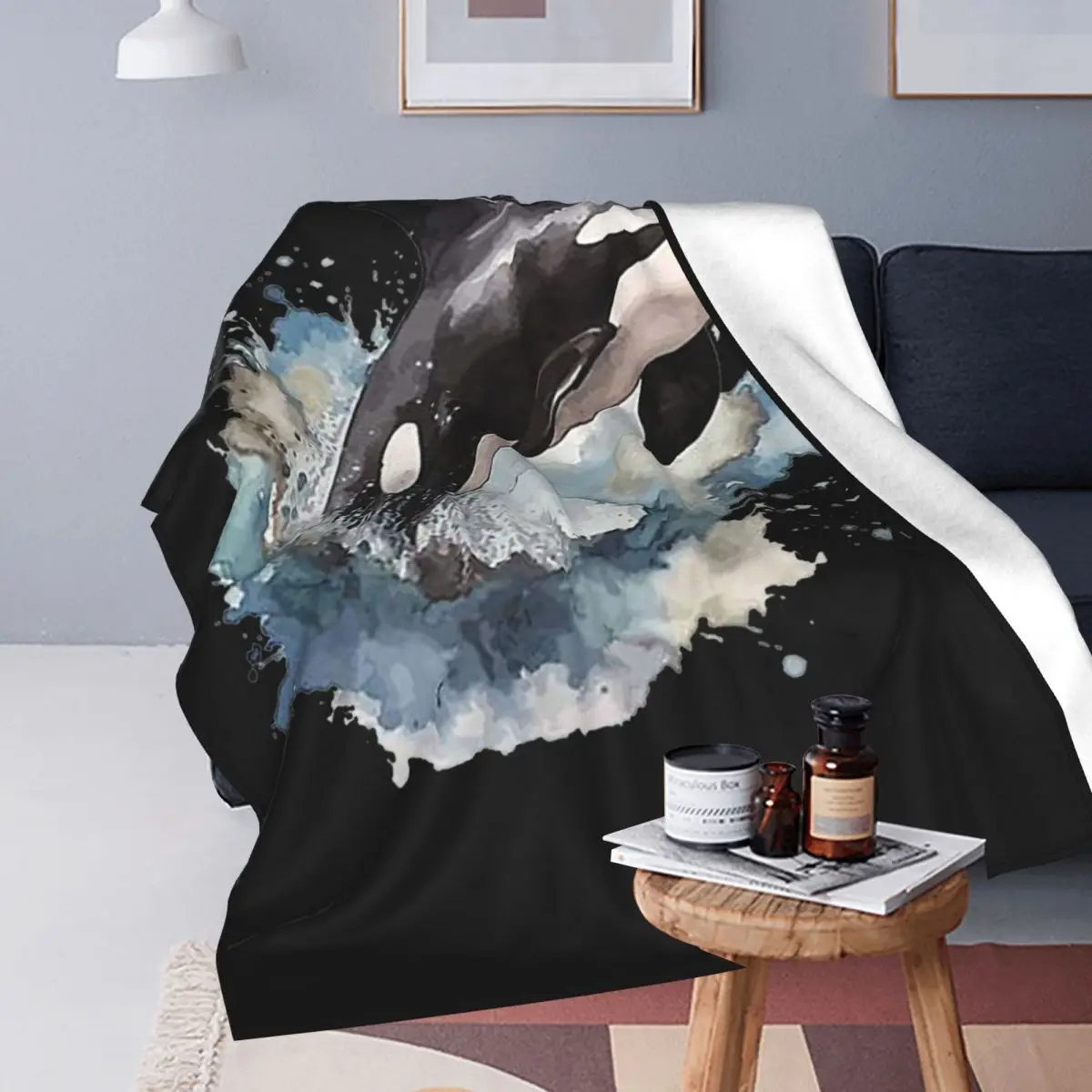 Orca Aquatic Sea Ocean - Top Tees Killer Whale Blanket Soft Warm Flannel Throw Blanket Cover for Bed Living room Home Sofa