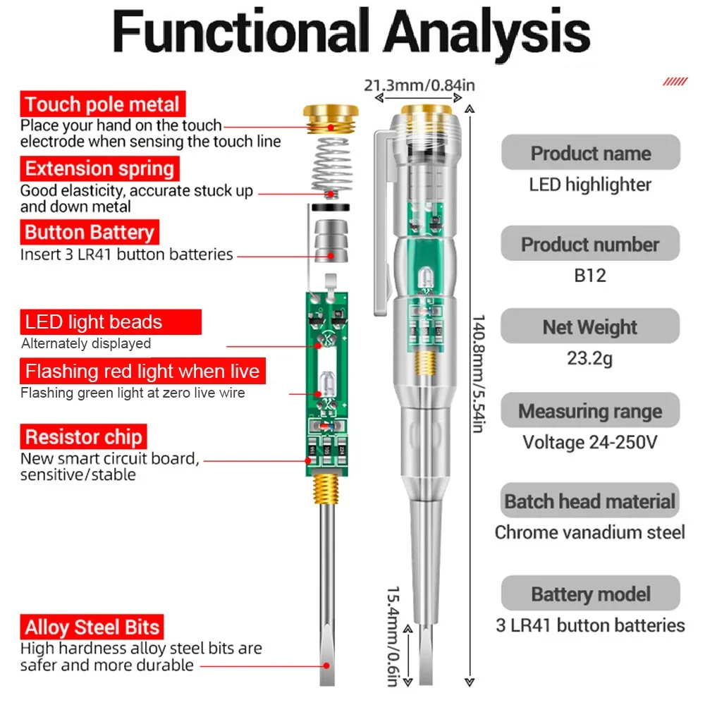 1/2/3 stücke intelligenter Spannungs prüf stift 24/70-250V Induktion leistungs detektor Stift elektrische Anzeige Schrauben dreher Anzeige werkzeuge