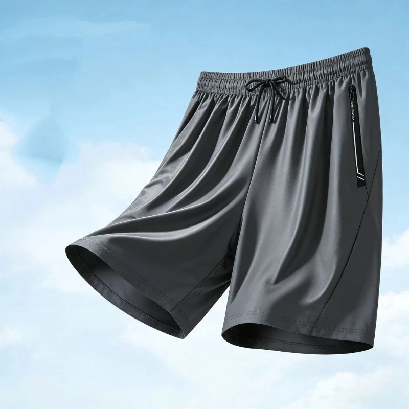 

Men's Ice Silk Quick Dry Shorts Breathable Elastic Zipper Pocket Casual Sportswear