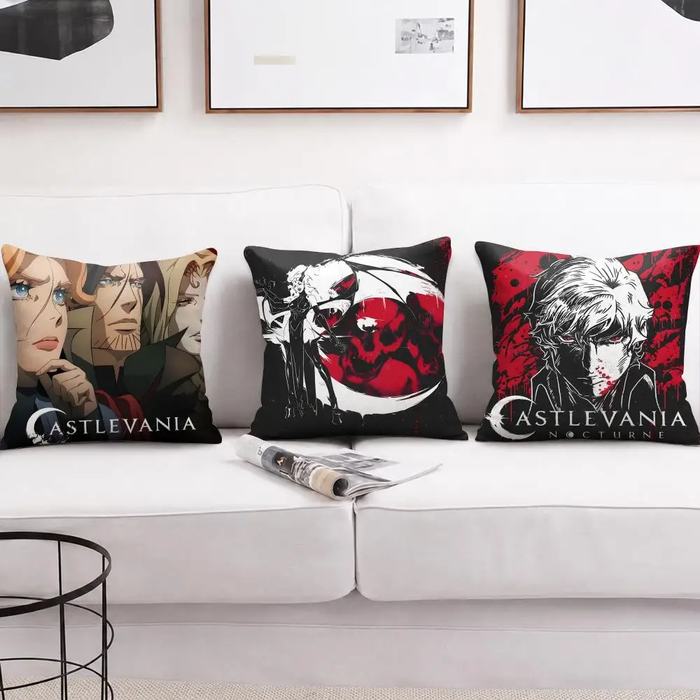C-Castlevania Anime Cushion Cover Short Plush Soft Double-Sided Printing Pillow Case Cozy Sofa Bedroom Home Decor Gift