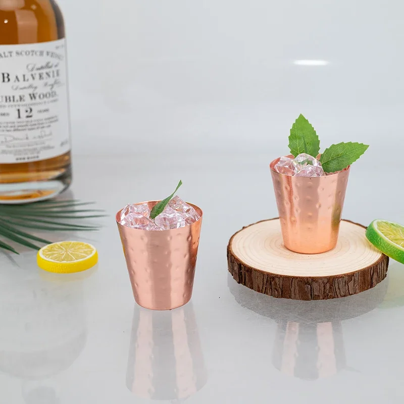 6cs 8Pcs New 100% Copper Cups Pure Solid  Moscow Mule PURE Copper Mugs-Shaped 2oz Cocktail Cups Beer Milk Mug Drinkware - view 4