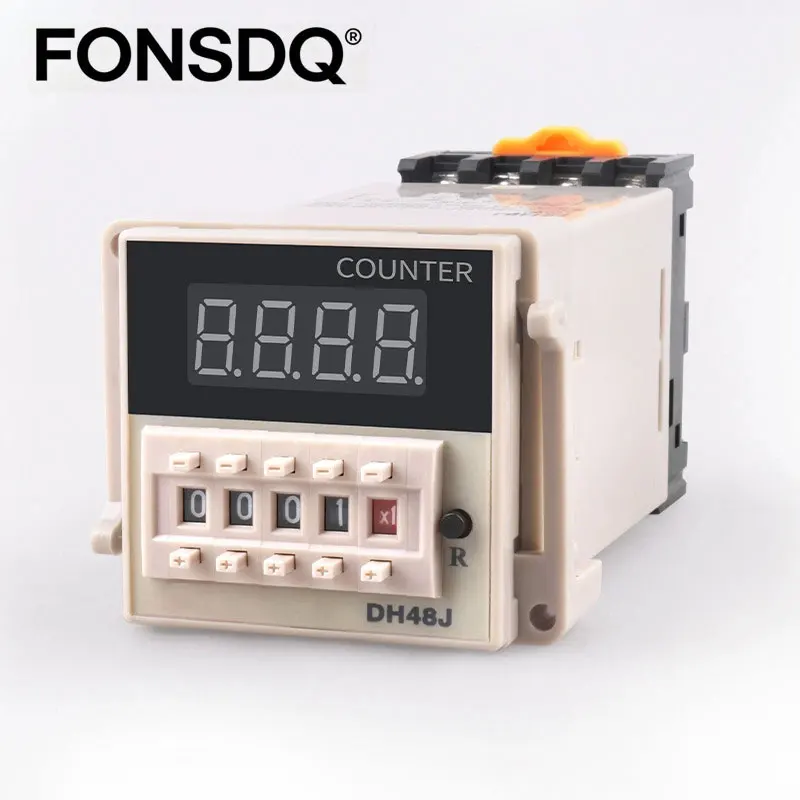 DH48J Counter Relay 1-999900 8 Pin 11Pin DC12V 24V AC110V 220V Contact Electronic Preset Digital Display Relay With Base