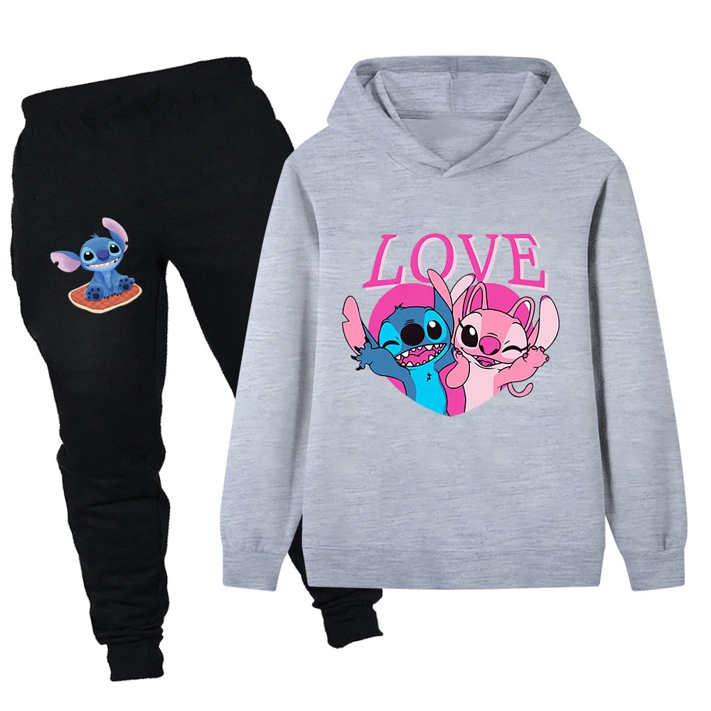 مجموعة ديزني ستيتش الرياضية للأطفال للخريف والشتاء بأكمام طويلة للأولاد والبنات سترة دافئة غير رسمية + بنطلون رياضي مكون من قطعتين #5