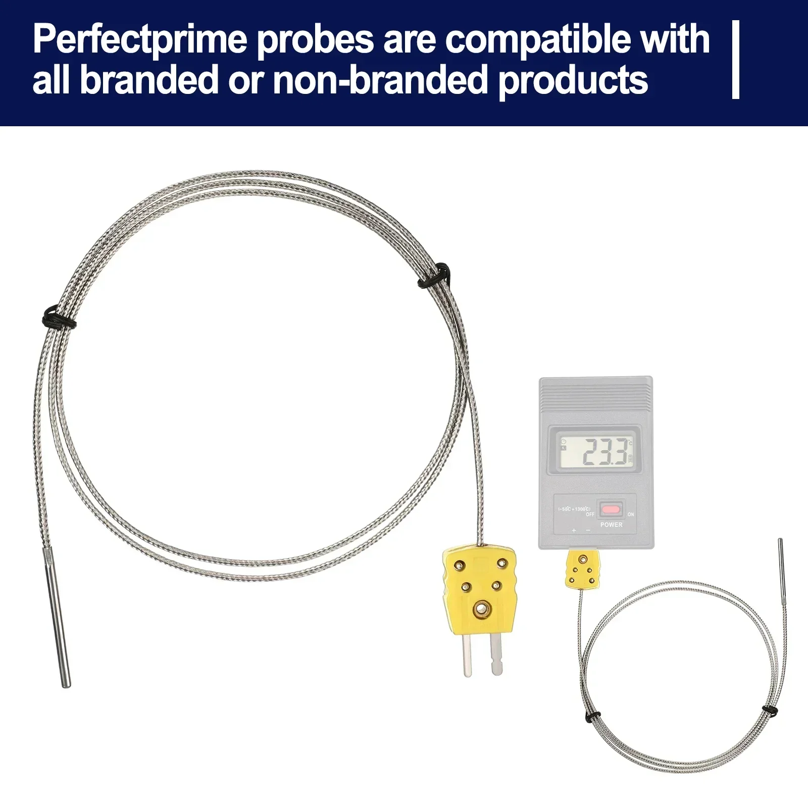 Type K Thermocouple Probe Sensors  Accurate Temperature Readings  Fiberglass Construction  Universal Compatibility