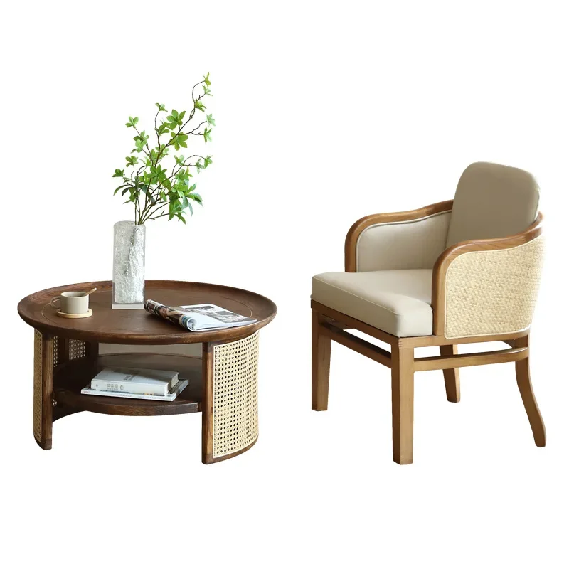 

Japanese-style home meeting guest negotiation table and chai r combination home rattan leisure