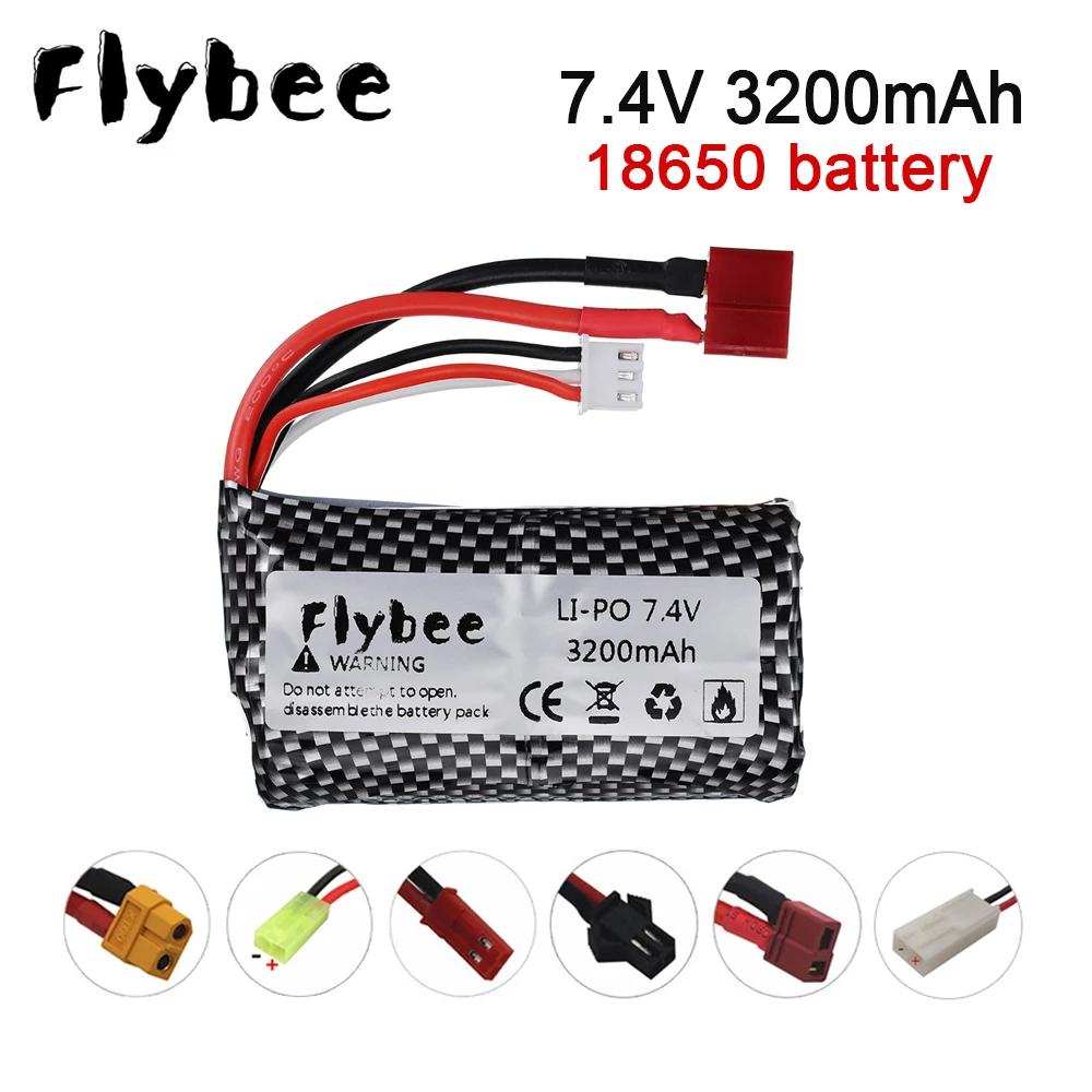 18650 aggiornamento batteria da 3000mAh a 3200mAh per Syma S033g Q1 H100 H101 H102 H103 per waltys car rc modello EL-2P/SM/JST/T plug