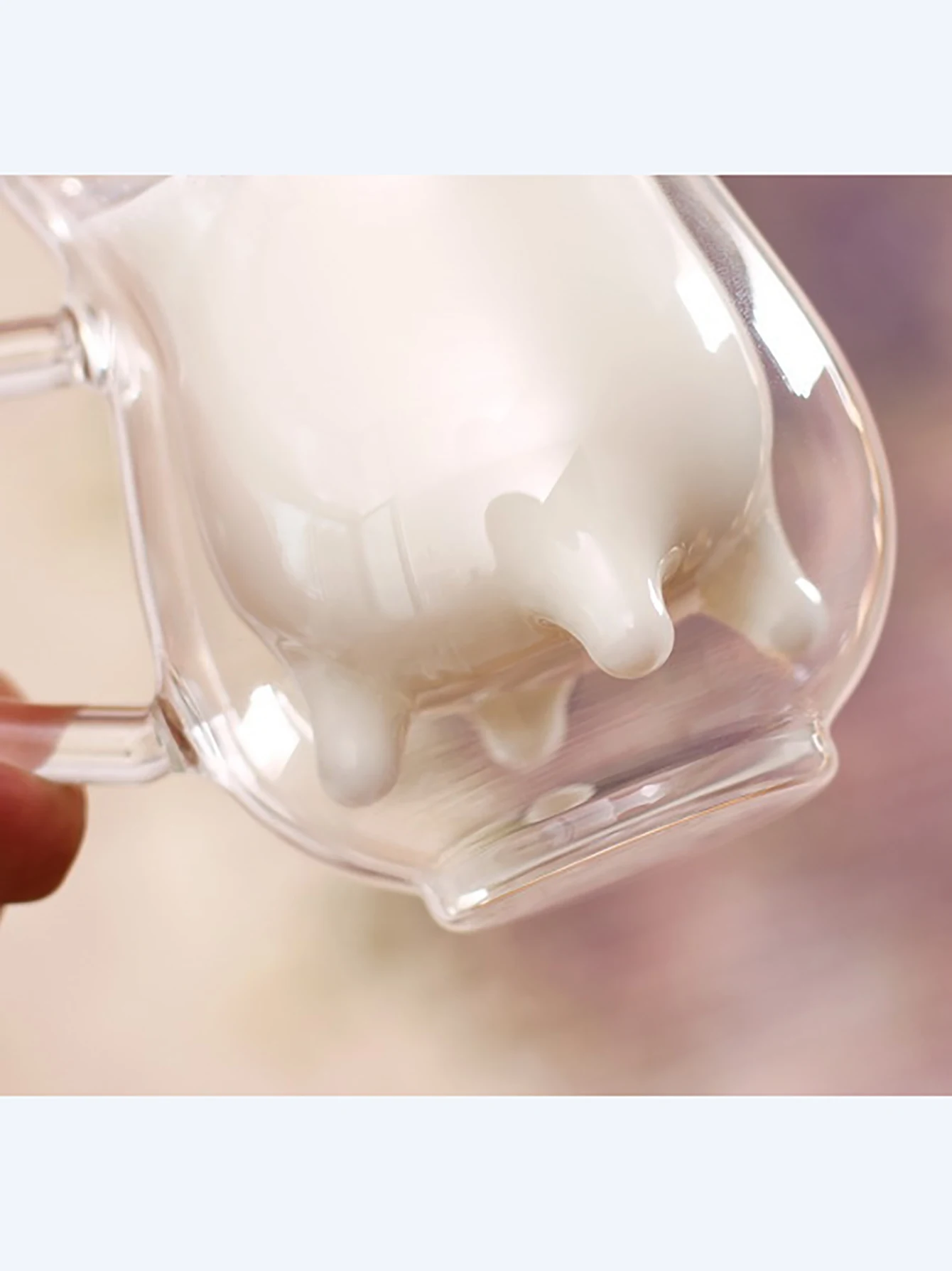 Creative Cow Double Layer Glass Creamer Cup 250ml Lovely Milk Jug Juice Tea Coffee Cup Clear Glass Mug Milk Frother Pitcher