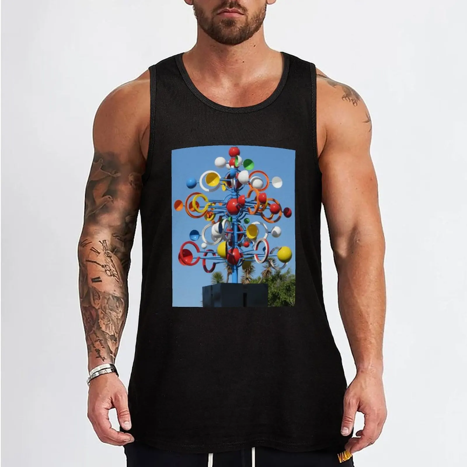 Cesar Manrique Circular Wind Sculpture Tank Top men gym sleeveless Men's t-shirts quick-drying t-shirt