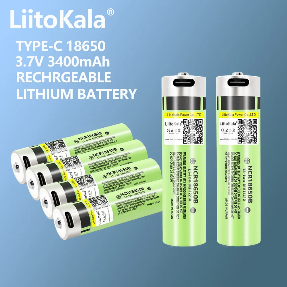 

6PCS LiitoKala USB-34B 18650 3400mAh 3.7V Li-ion Rechargebale battery With LED Indicator Light DC-Charging for Flashlight