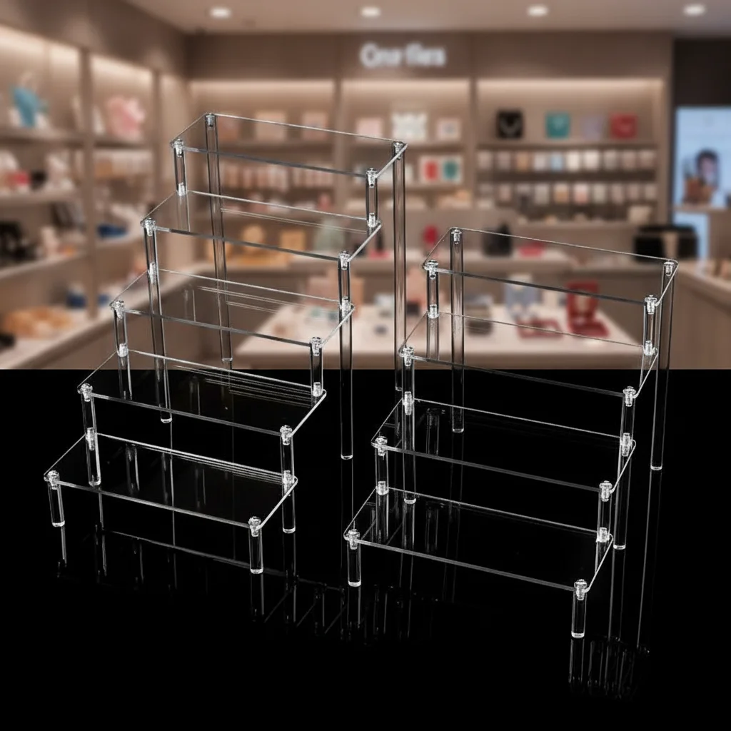 Clear Acrylic Display Stand For Anime Figures Cupcake Shelf Organizer Desserts Holder Jewels Display Risers Stand Perfume Stand