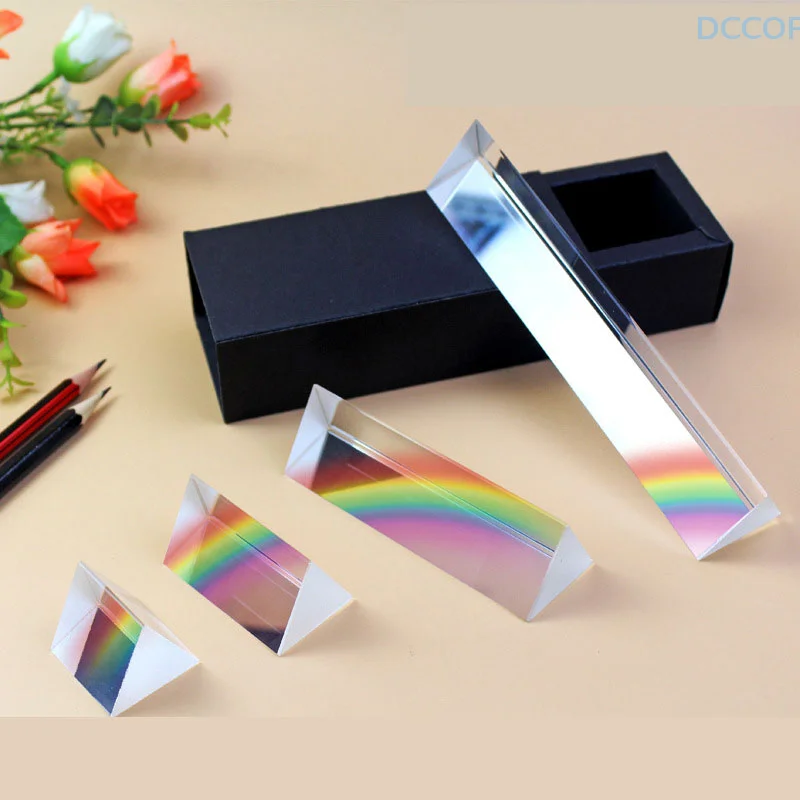 Triangular Prism Rainbow Prisma Crystal Glass Photographic Prisme Color Prisms Physics Children's Light Experiment