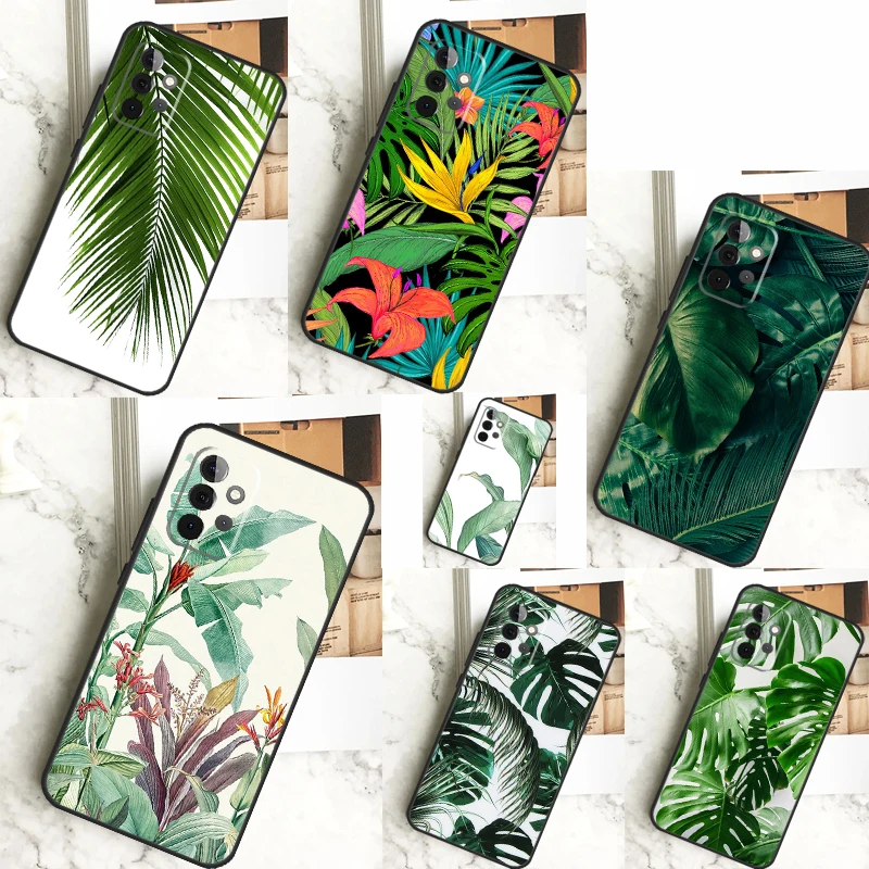 Tropical leaves Case For Samsung Galaxy A15 A25 A35 A55 A51 A71 A12 A32 A52 A13 A33 A53 A14 A34 A54 Cover