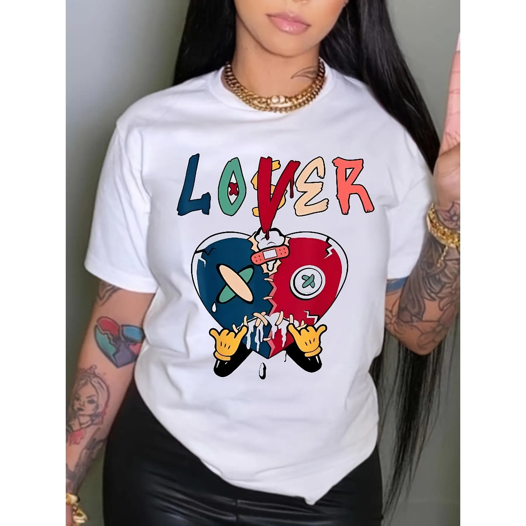 

180g T-shirt, Ladies Short Sleeve T-shirt, Printing Trend, Soft And Comfortable Skin-friendly, Refreshing And Simple, Stylish