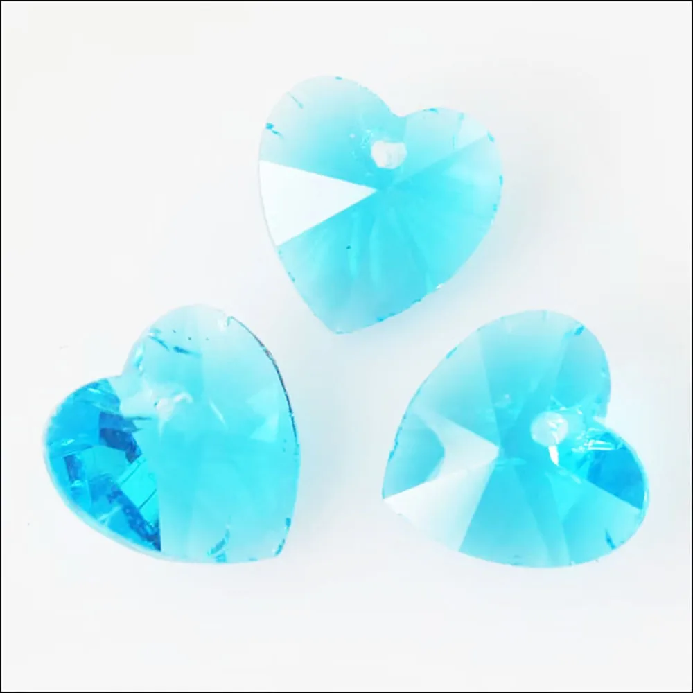 20Pcs Faceted Heart Glass Crystal Rondelle Spacer Beads Charms 10mm