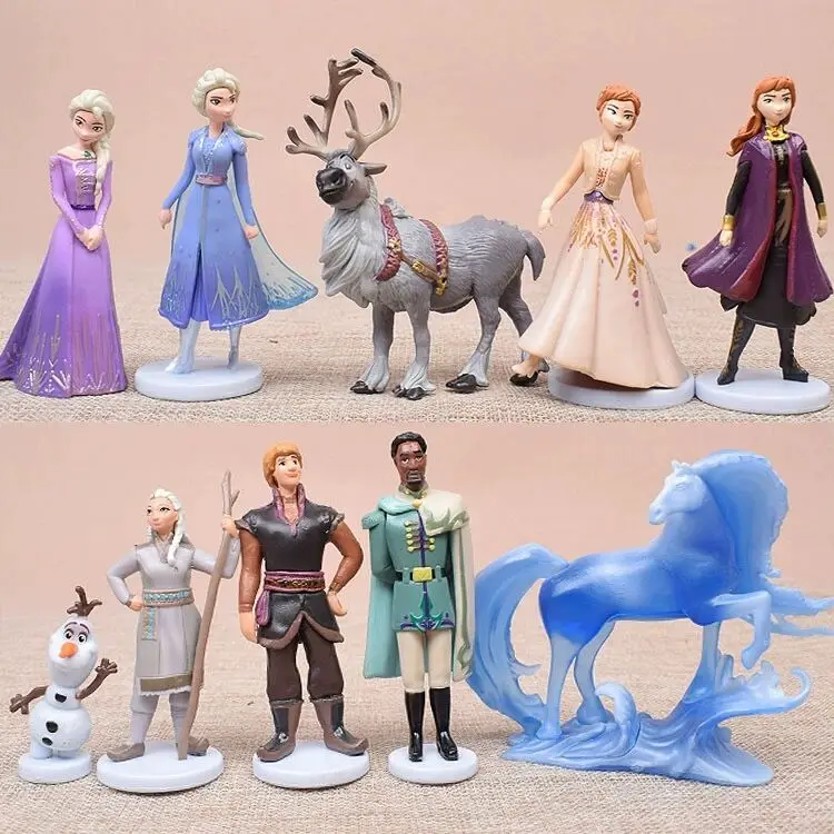 10pcs/Lot  Disney New Frozen 2 Anna Elsa Action Figures Kristoff  Olaf Model Dolls Collection Tos For Girls size 5-11cm