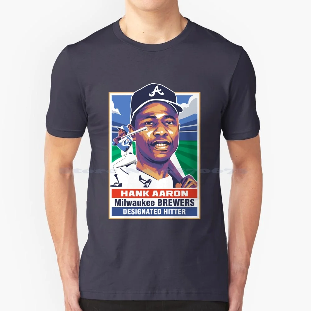 Hank Aaron T Shirt 100% Cotton Tee Hank Aaron