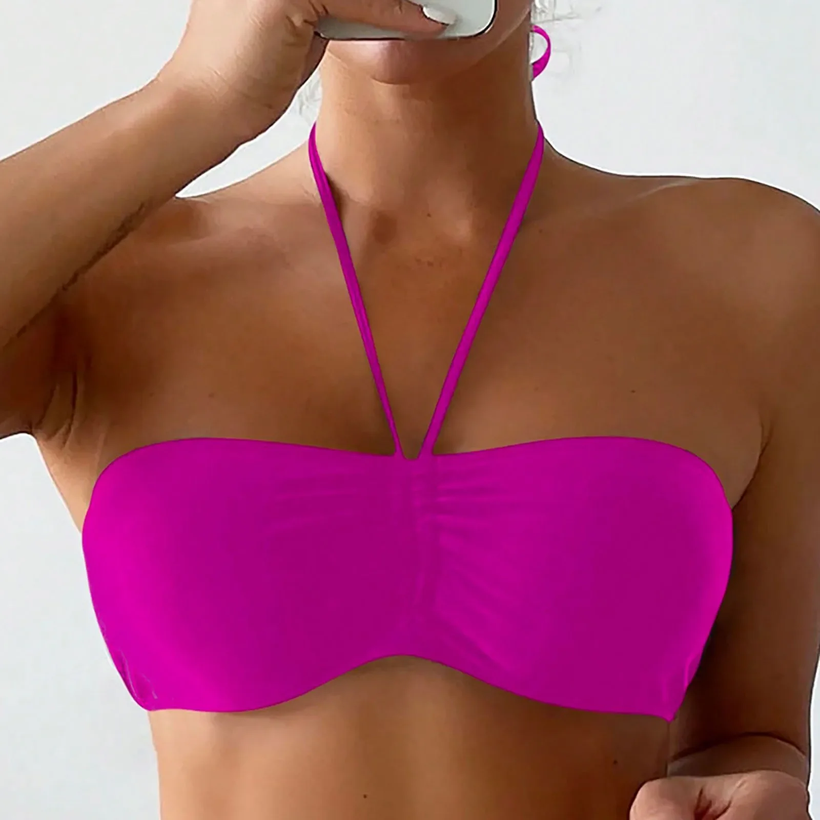 النساء Underwire بيكيني أعلى رفع السباحة أعلى سوللي البرازيلي مبطن ملابس السباحة قمم ثوب السباحة قمم لا أسفل لملابس سباحة حريمي الصيف