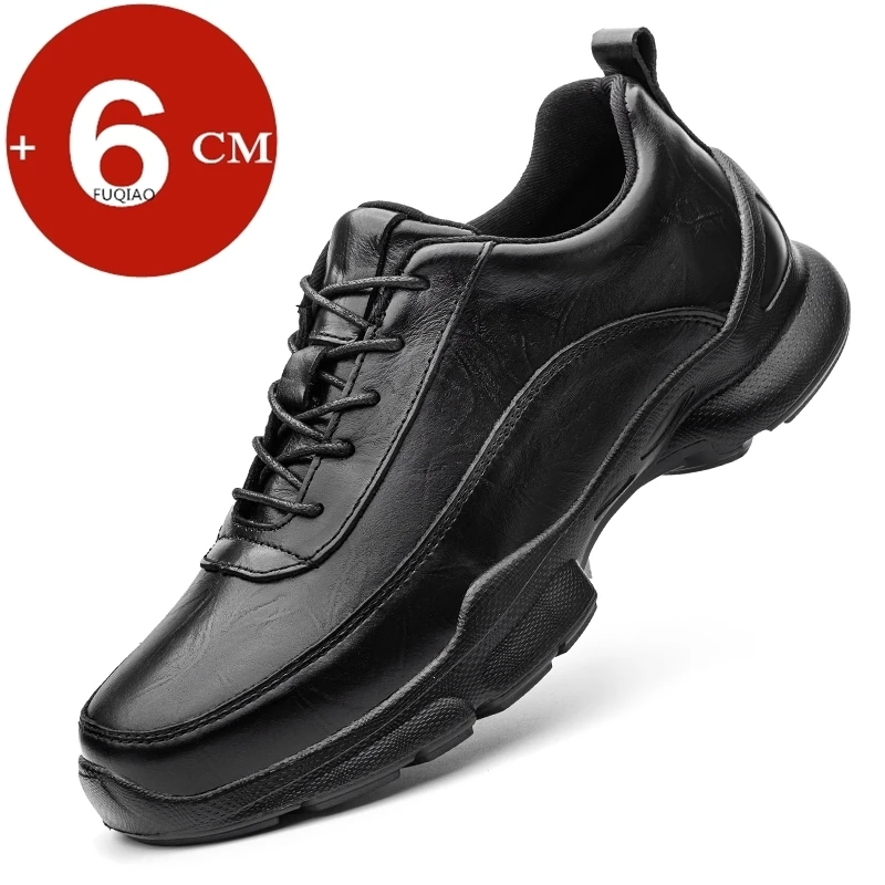 

Fashion Designer Men's Genuine Leather Height Increase Casual Elevator Shoes Outdoor Commuting Shoes Men's Thick Soled Sneakers