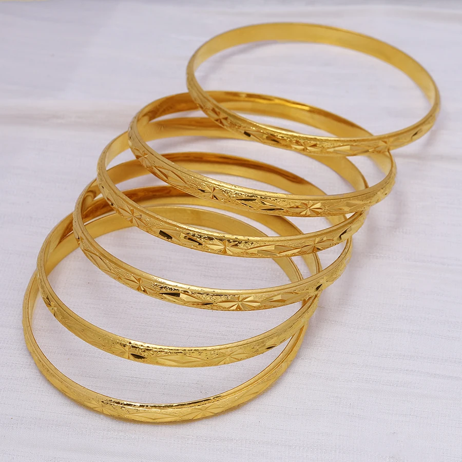 Goldlen Middle East 6 pieces/batch copper bracelets Dubai women\'s fashion jewelry Ethiopia bride wedding gift