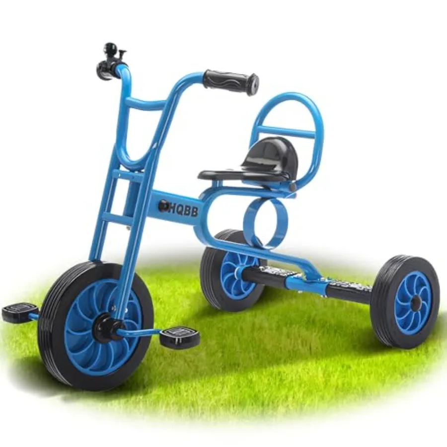 

Preschool daycare playground tricycle for ages 3+, indoor/outdoor toddler trike with rubber wheels, bell, and vibrant colorsdur