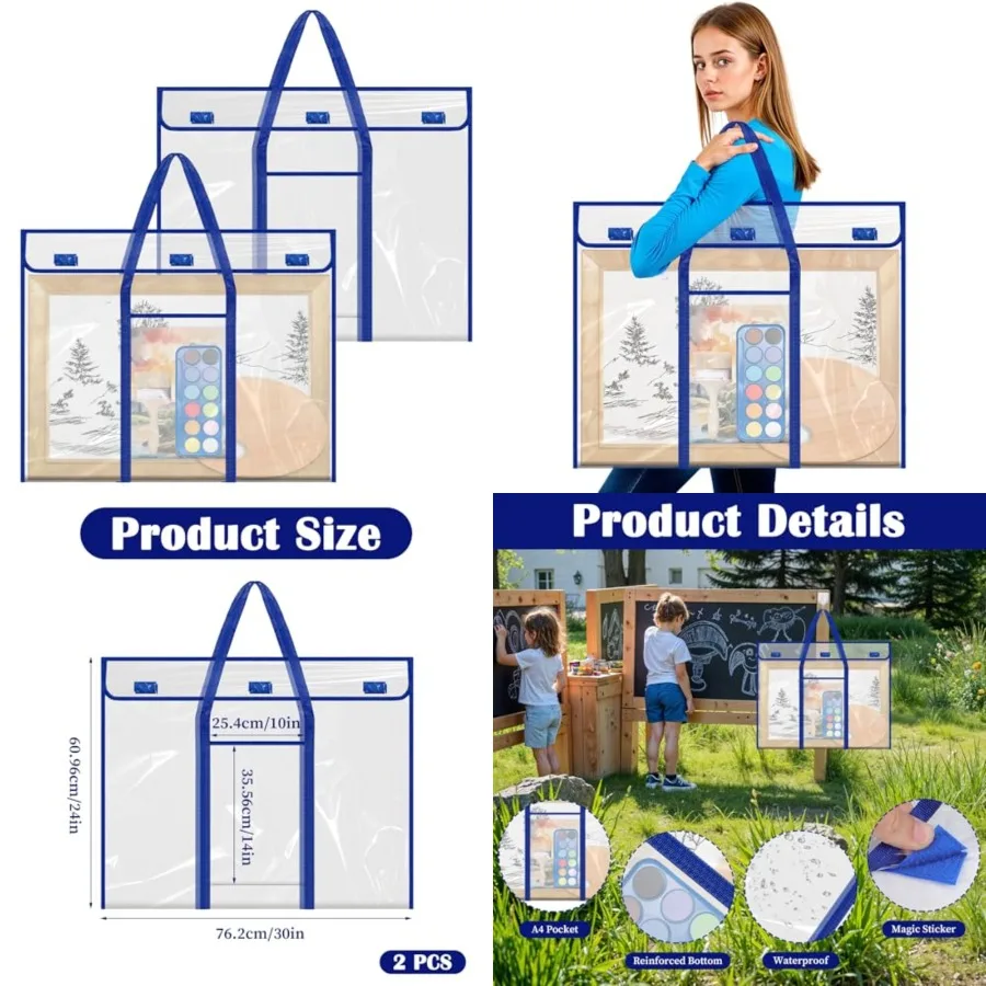 Almacenamiento de carteles de tablón de anuncios, bolsa grande de tabla de almacenamiento de 30x24 pulgadas para organizar portfolios artísticos, carteles, álbumes de recortes, 2 uds.
