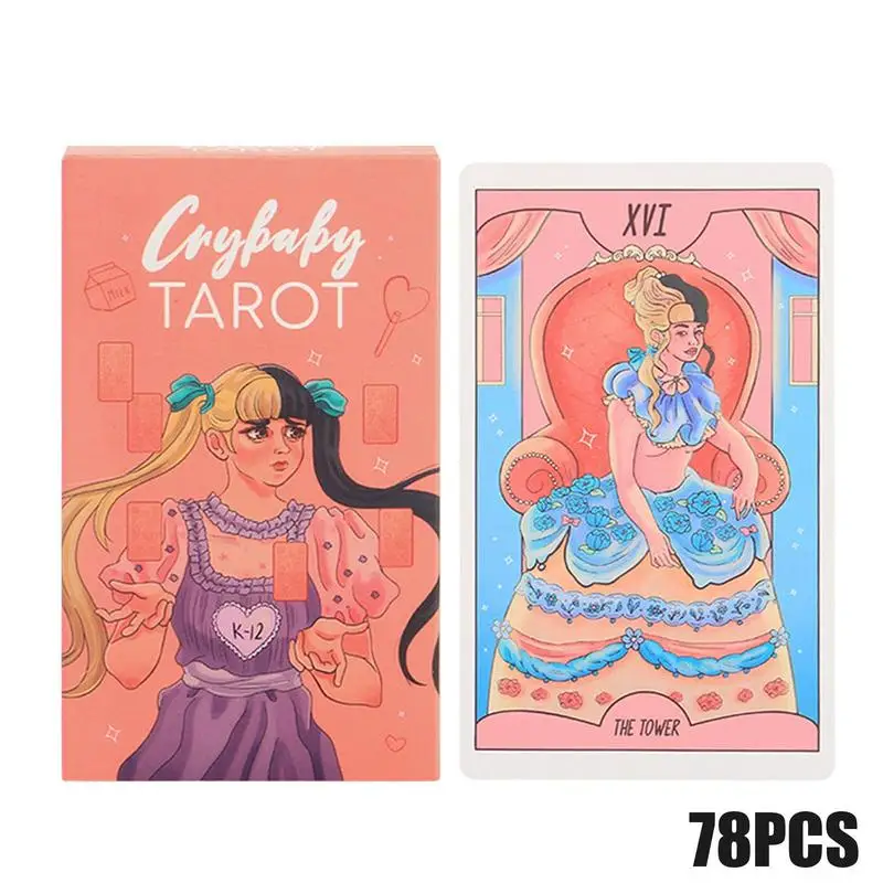 78 Card Crybaby Tarot Oracle Card Party Game English Tarot Mysterious Divination Deck Family Friend Game Party Favor Gift