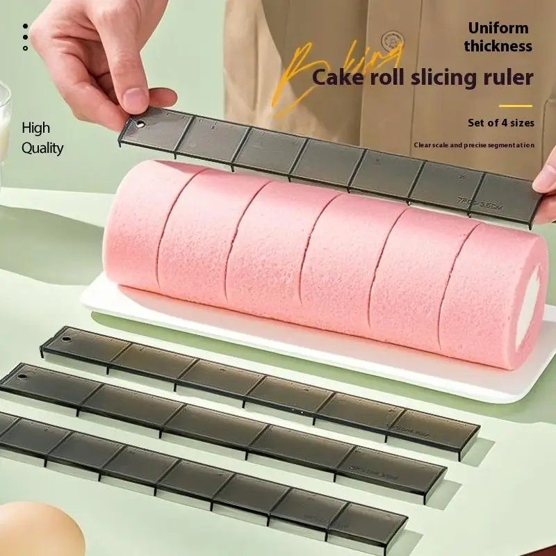 4Pcs/set Cake Cutting Roll Scale Rulers ABS Bread Roll Ruler Uniform Division Molds Pastries Bakings Kitchen Dessert Making Tool