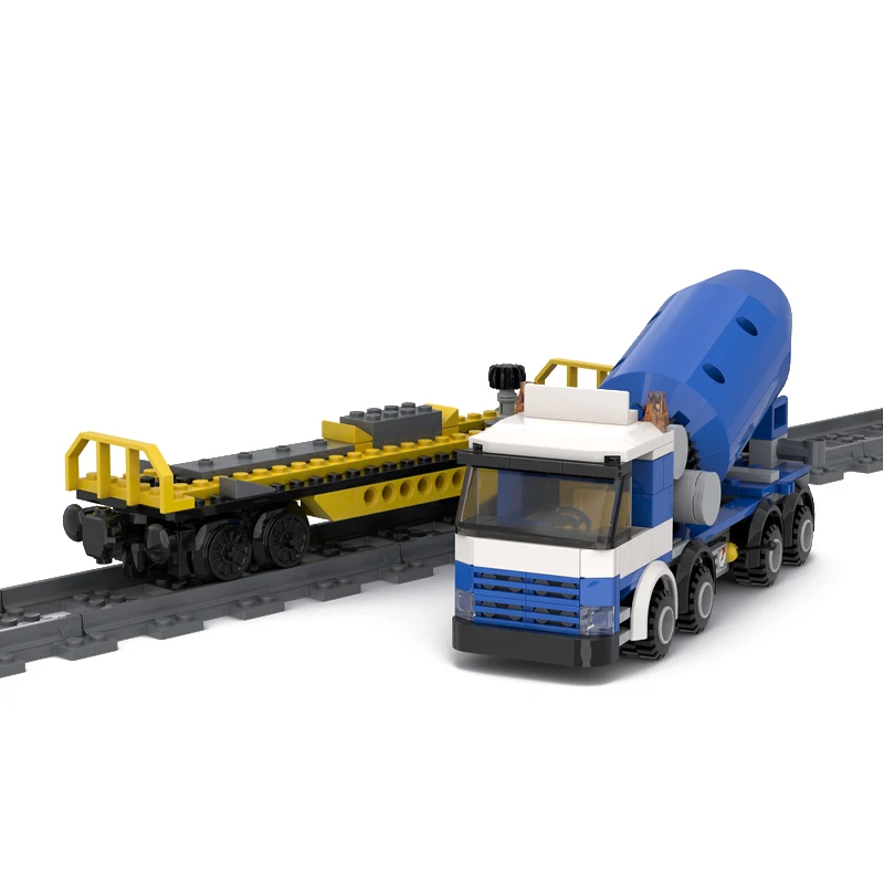 MOC-65879 Mini Trein Serie Cement Mixer Transport Bouwsteen Model Baksteen Kleine Deeltje Set Creatieve Geschenken Volwassen Kid290PCS