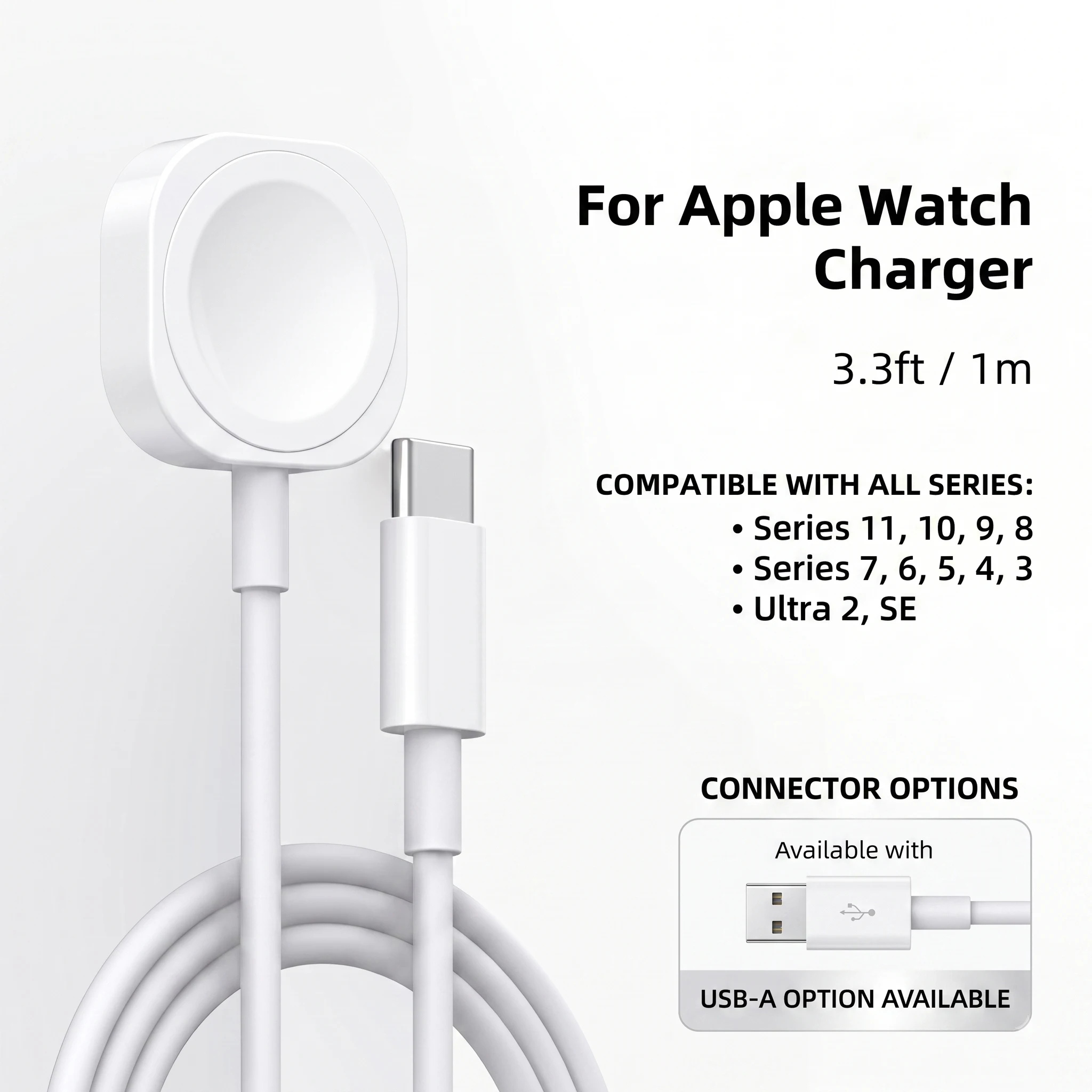 Magnetic Wireless Charger For Apple Watch USB Type C Charging Cable For Apple Watch 11 10 9 8 7 6 5 4 3 2 1 Ultra iWatch Charger
