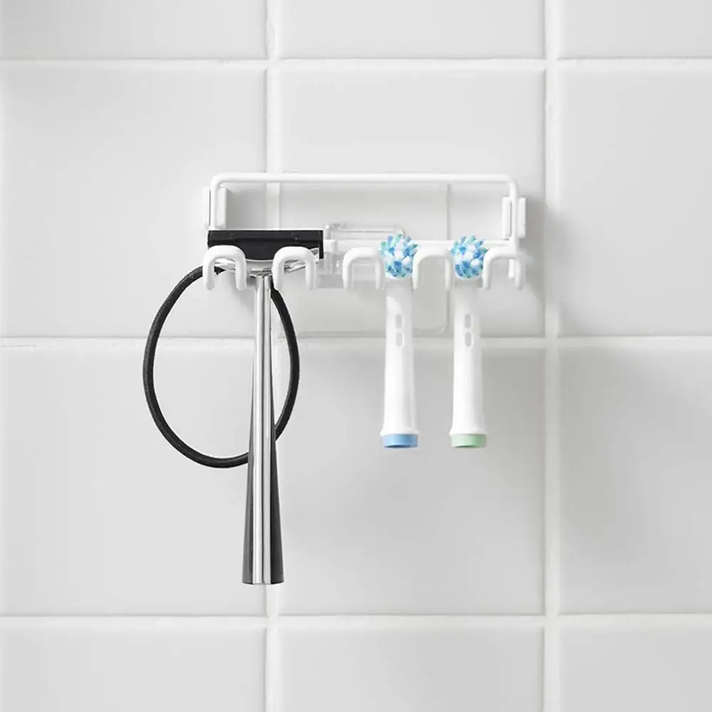 Electric Toothbrush Head Holder No Drilling Wall Mount Free Standing Bathroom Wall Countertop Toothbrush Head Organizer Rack