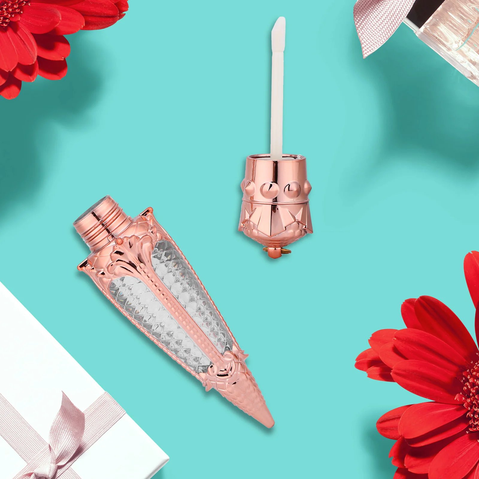 Juego de tubos de brillo de labios, Mini contenedores rellenables con diseño de rábano para almacenamiento de bálsamo labial DIY, botella de lápiz labial de transporte a prueba de fugas, 10 Uds.