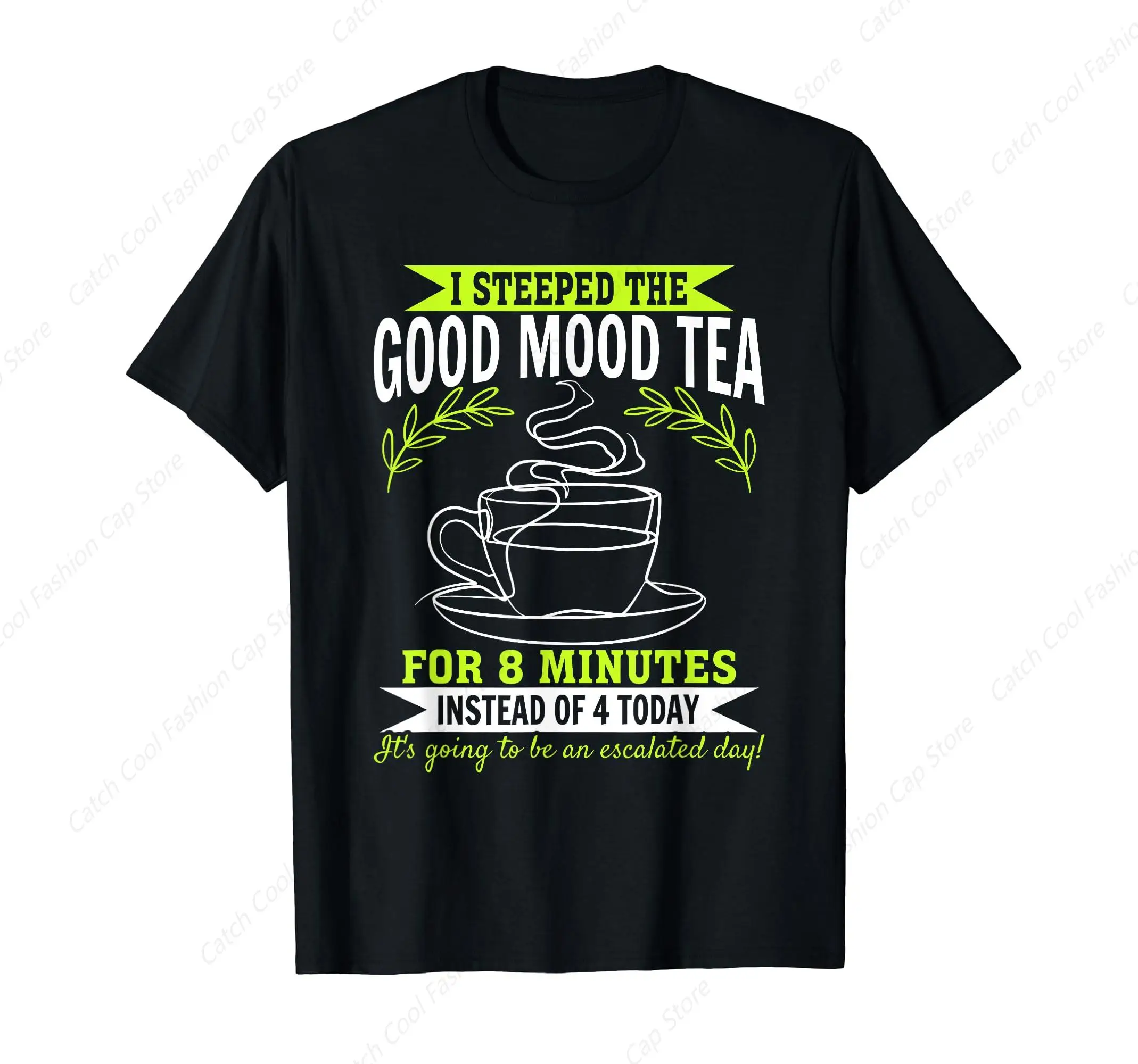 Funny Good Mood T-Shirt for Men Clothing Tops Tee Vintage 100% Cotton Short Sleeve Summer Gift for Friends Sports Daily