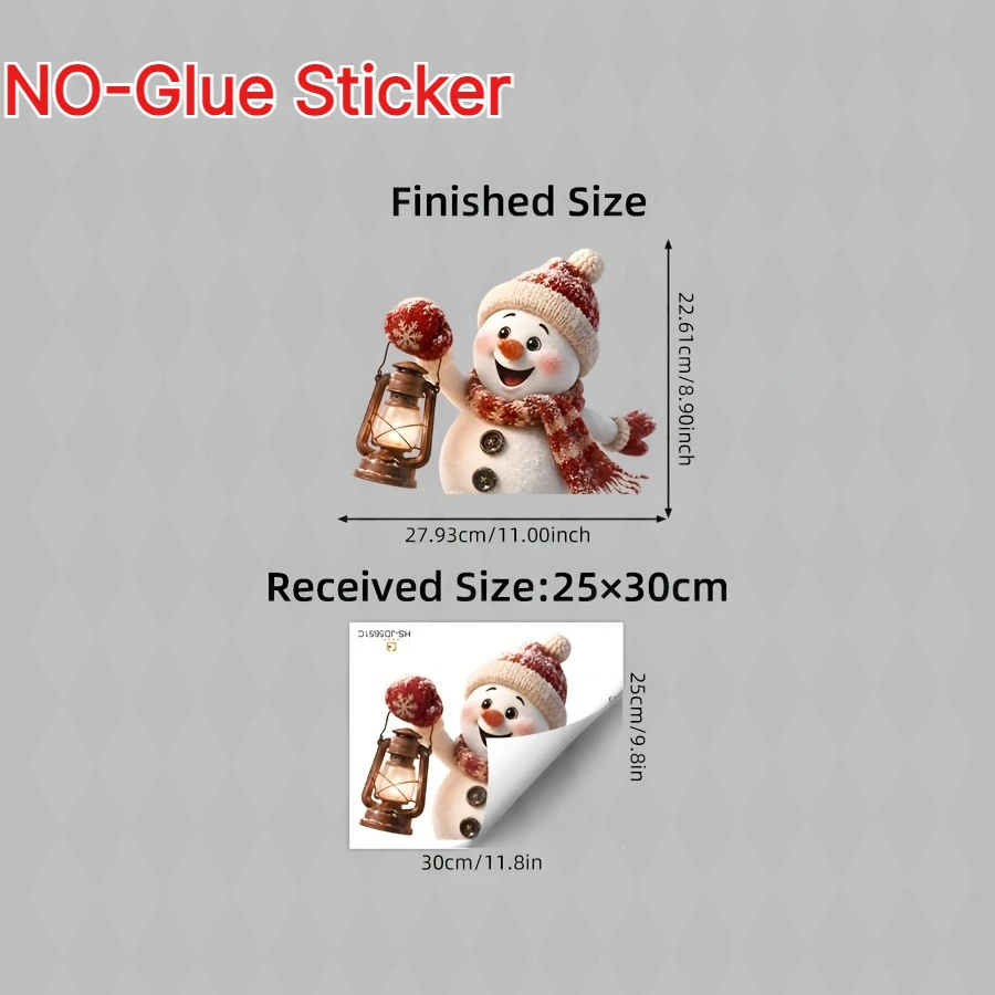1PC Christmas Snowman Static Window Cling No‑Glue Removable Glass Sticker Winter Xmas Decal for Home Window Holiday Decor