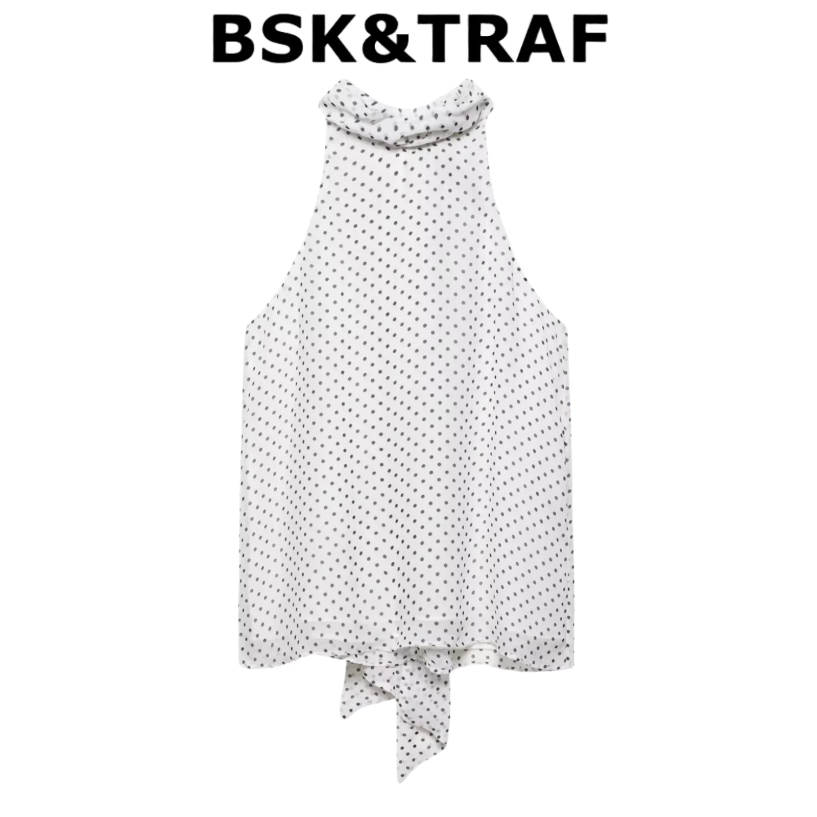 

BSK&TRAF2025 Summer New Products Women's Temperament Elegant Polka Dot Halter Neck Straight Top 5289/046