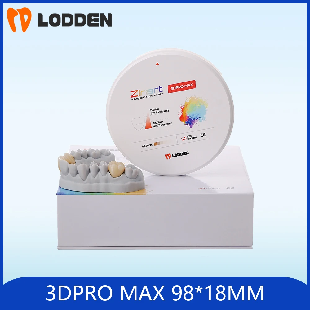 

Lodden Zirconia 3D PRO MAX 98x18 мм 5-слойные цветные блоки Vita16 и BL1-4 Материал для стоматологических лабораторных протезов для CAD CAM