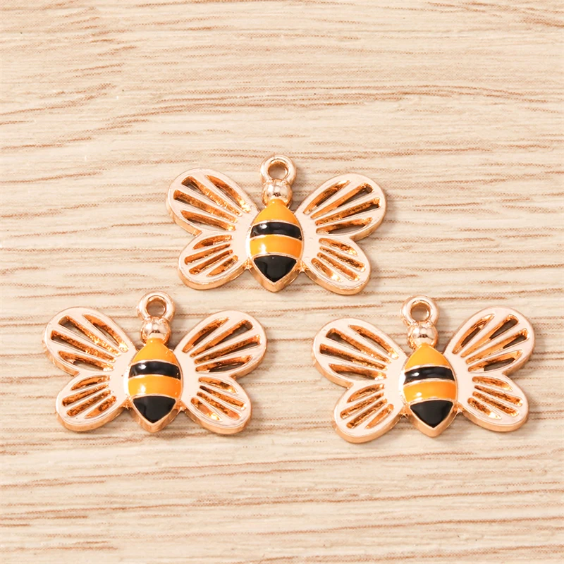 10 Stück Mix Cartoon Tier Biene Charms Emaille Honigbiene Blume Charms Anhänger für Schmuckherstellung Halsketten Ohrringe DIY Handwerk Geschenk – Detail 20
