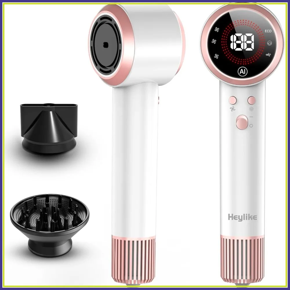 Hair Dryer, 160000 RPM High-Speed Brushless Motor, Plasma Ion, Fast Drying, 4 Temp/3 Speed, Lightweight for Travel