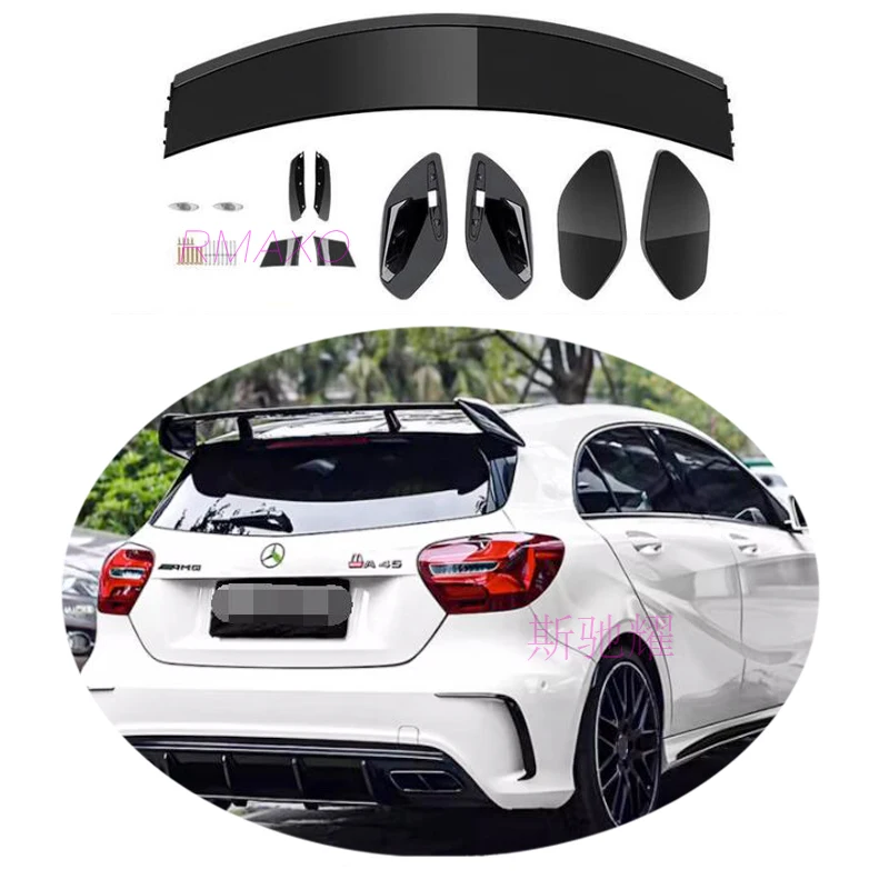 For Benz W176 hatchback A45 Spoiler 2014-2018 A Class A180 A200 A260 Spoiler TF ABS plastic Material Car Rear Wing Color Spoiler