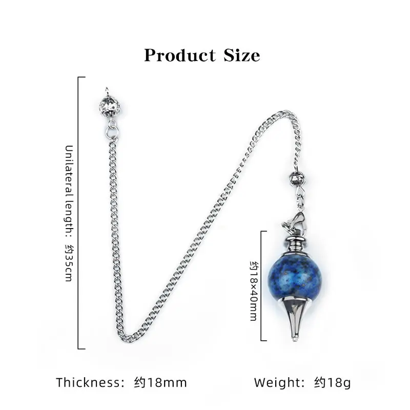 Natural Crystal Ball Pendulum Turquoise Sphere Pointed Pendant Witchcraft Energy Balancing 7 Chakra Stone Chain Divination Dowsi