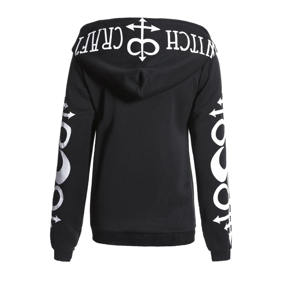 XUANSHOW Women Hoodies Sweatshirts Gothic Punk Moon Letters Print Clothes Autumn Winter Long Sleeve Jacket Zipper Lady Coat