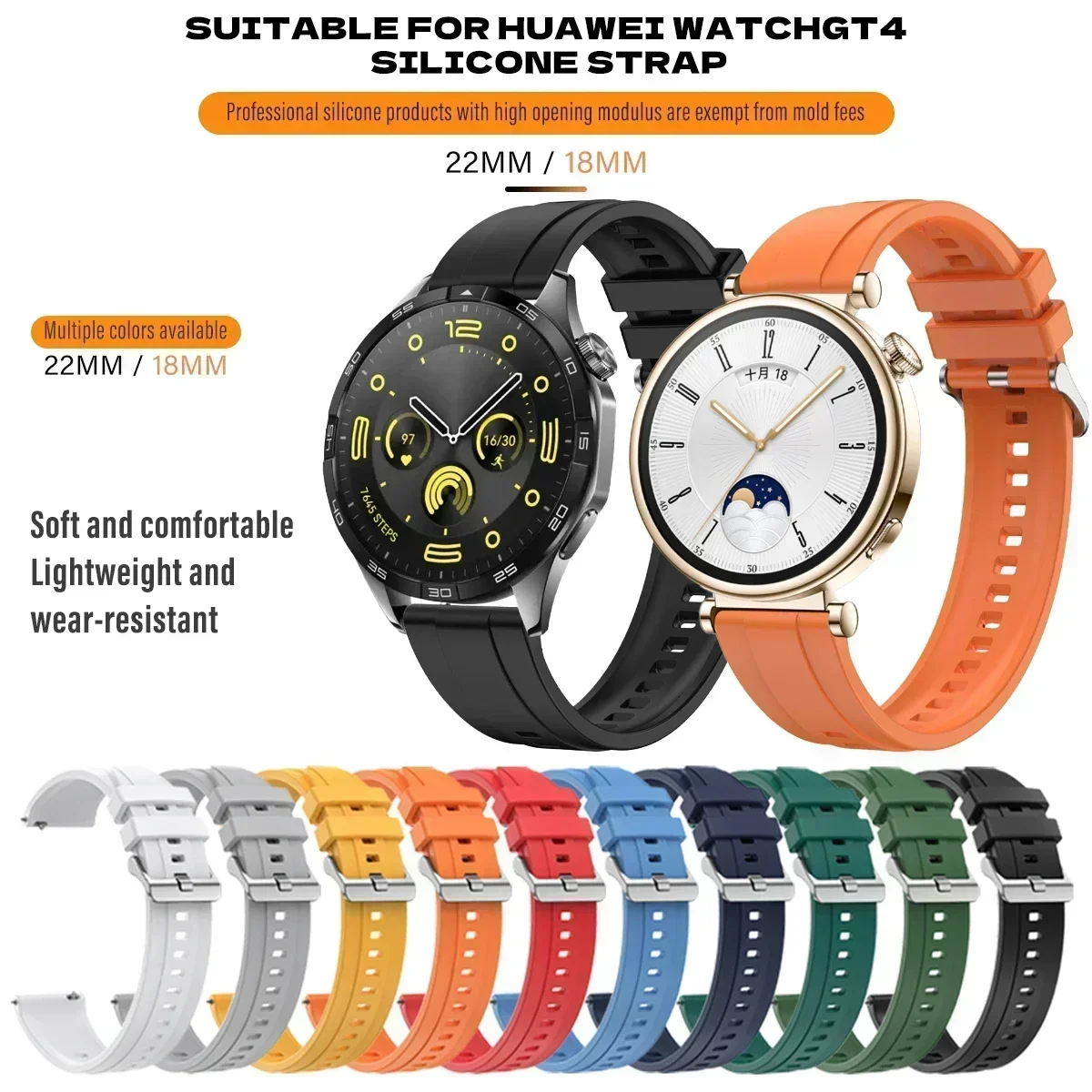 22mm Quick Release Silicone Strap For HUAWEI WATCH GT 4 3 2 46mm/Runner/Ultimate Band For Samsung/Amazfit/TicWatch/SUUNTO/Xiaomi image 4